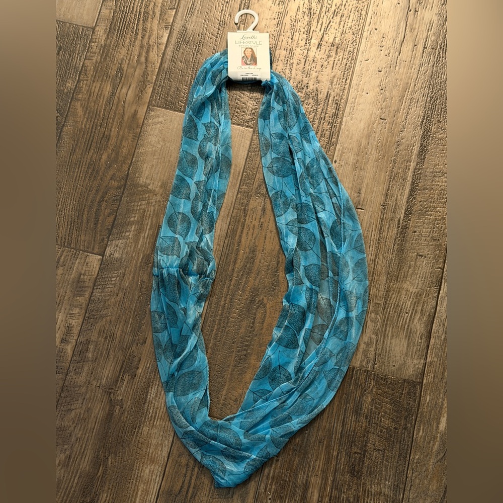 Blue Leaf Patterned Scarf